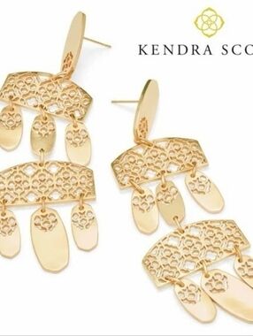 Kendra Scott Emmet Tiered Chandelier Cutout Earrings Gold Tone